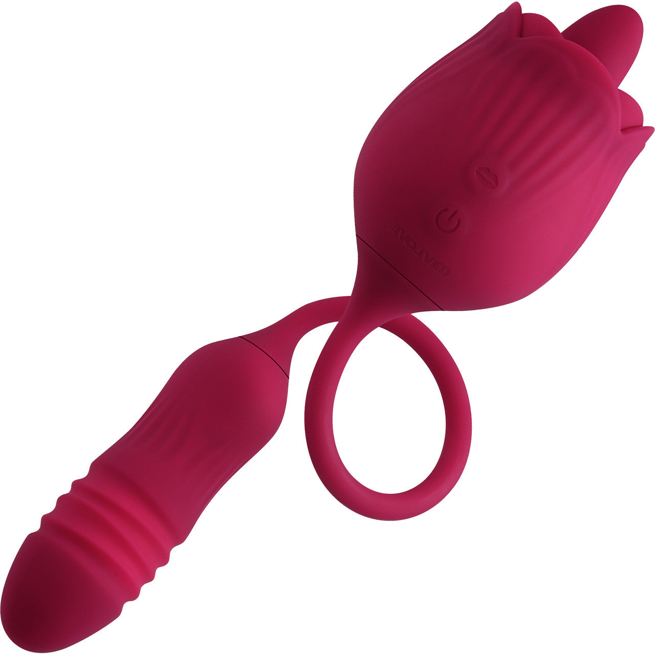 Wild Rose Rechargeable Waterproof Silicone Dual Clitoral Stimulator By Evolved Novelties - Red