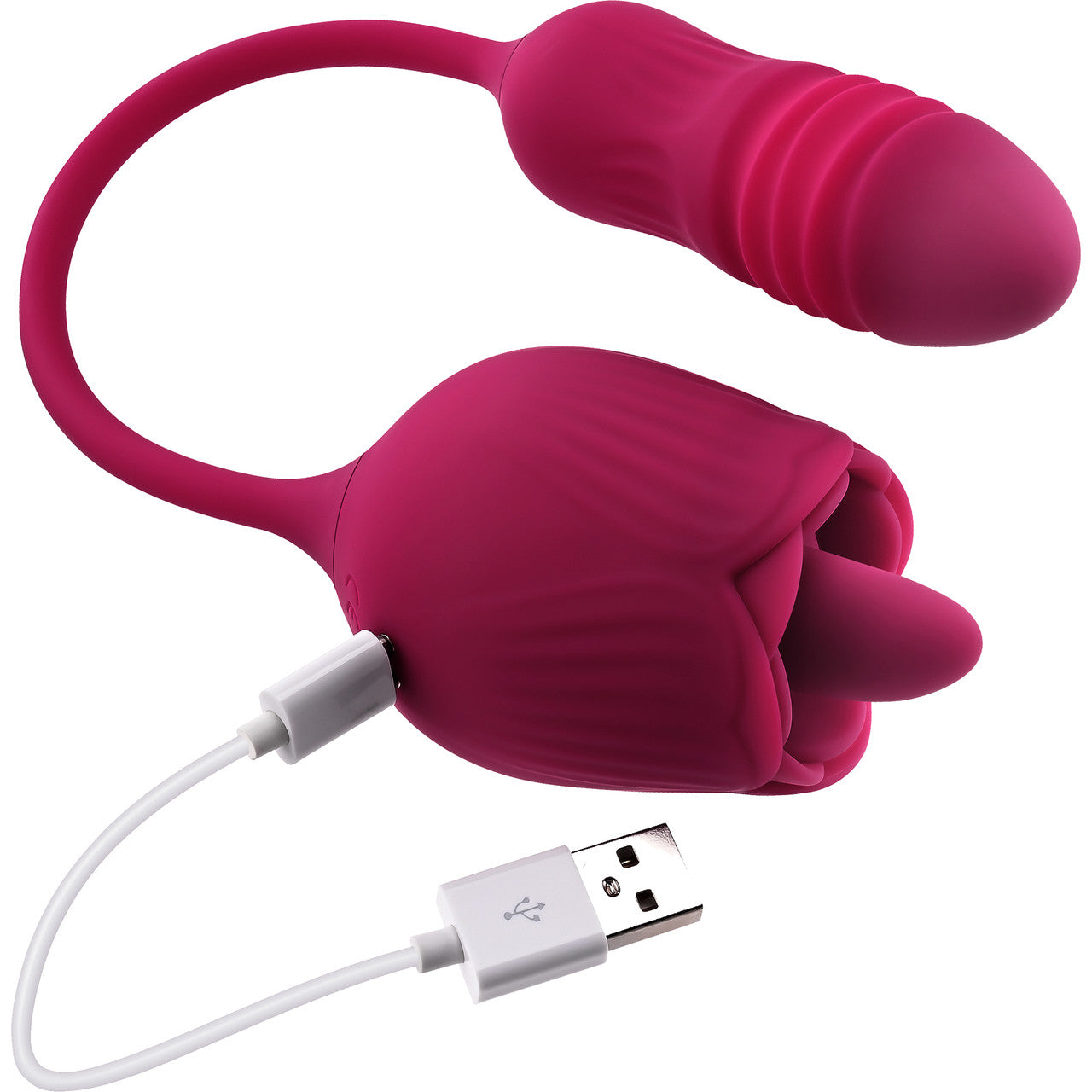 Wild Rose Rechargeable Waterproof Silicone Dual Clitoral Stimulator By Evolved Novelties - Red