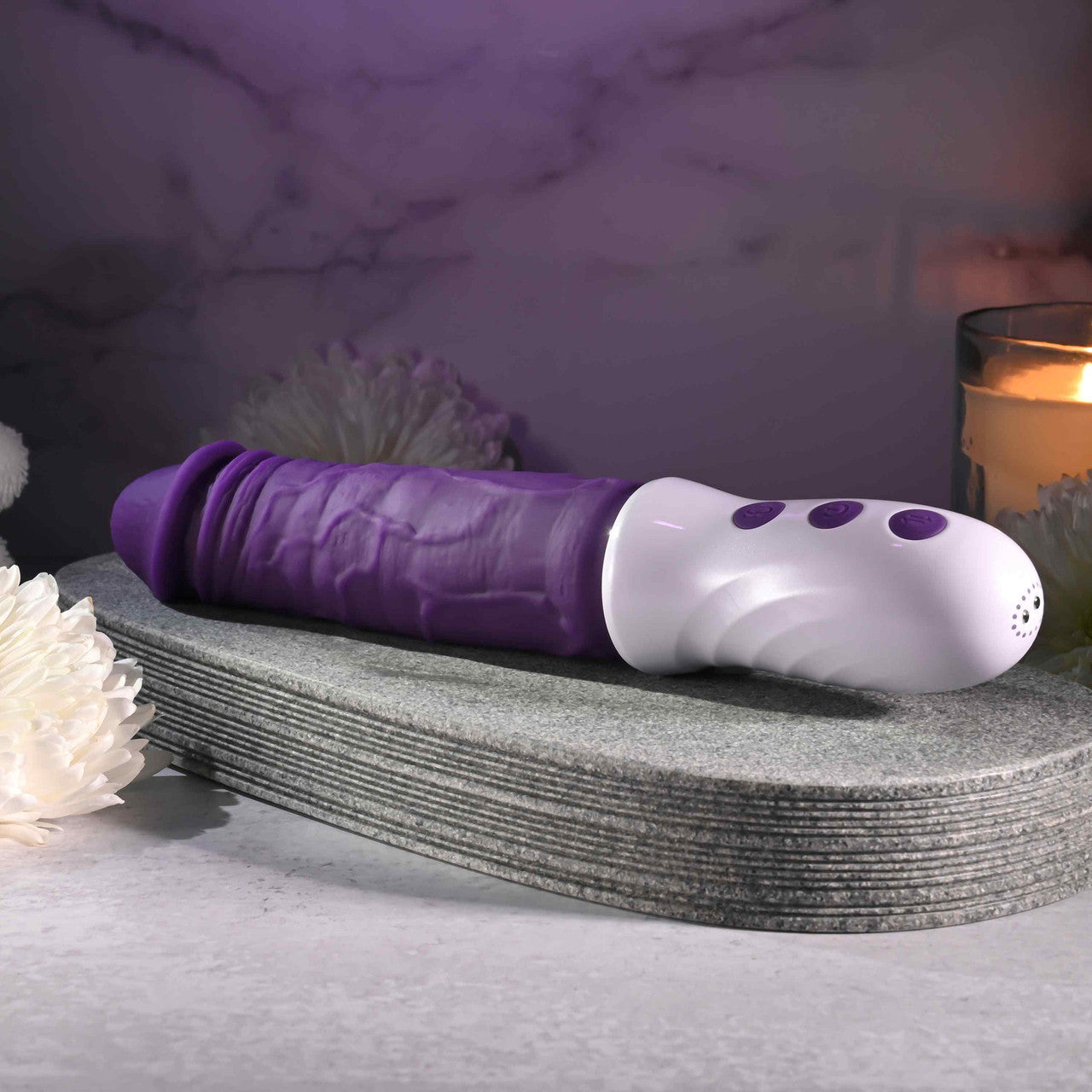 Plum Thrust Rechargeable Waterproof Thrusting & Vibrating Silicone Dildo By Evolved Novelties