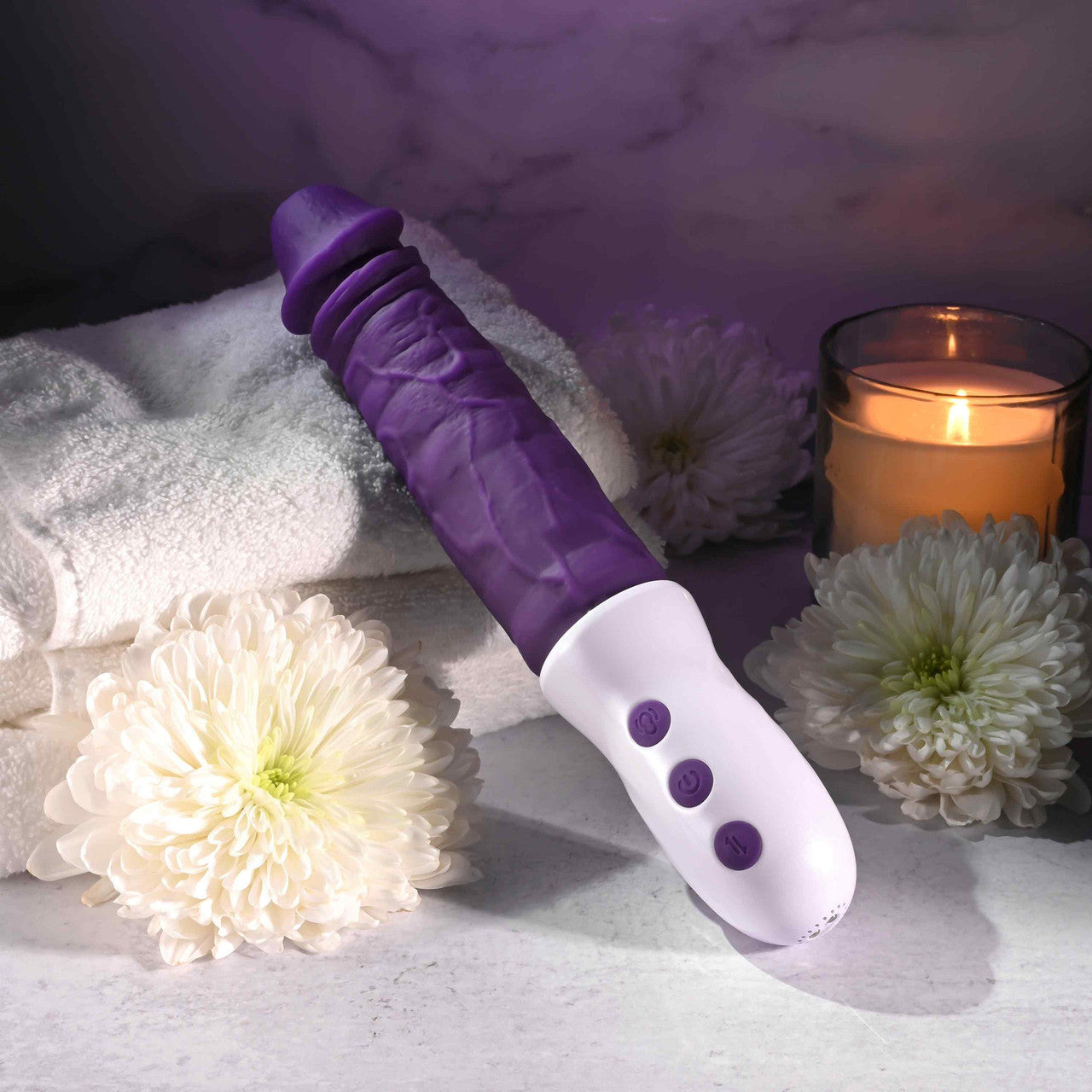 Plum Thrust Rechargeable Waterproof Thrusting & Vibrating Silicone Dildo By Evolved Novelties