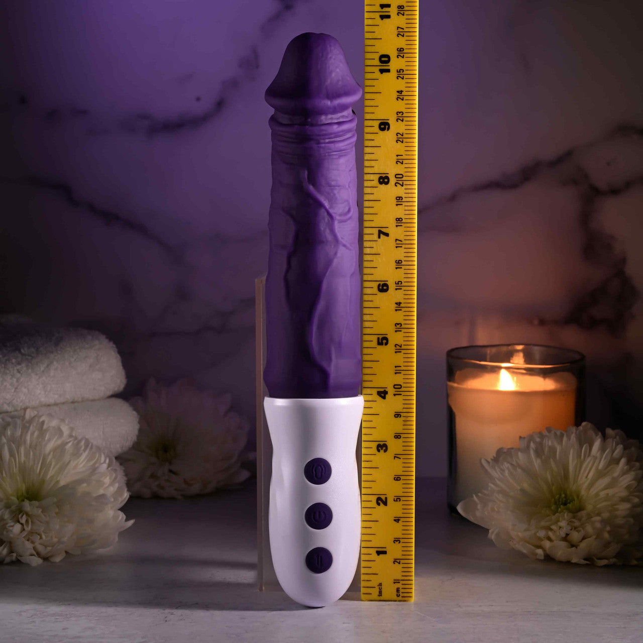 Plum Thrust Rechargeable Waterproof Thrusting & Vibrating Silicone Dildo By Evolved Novelties