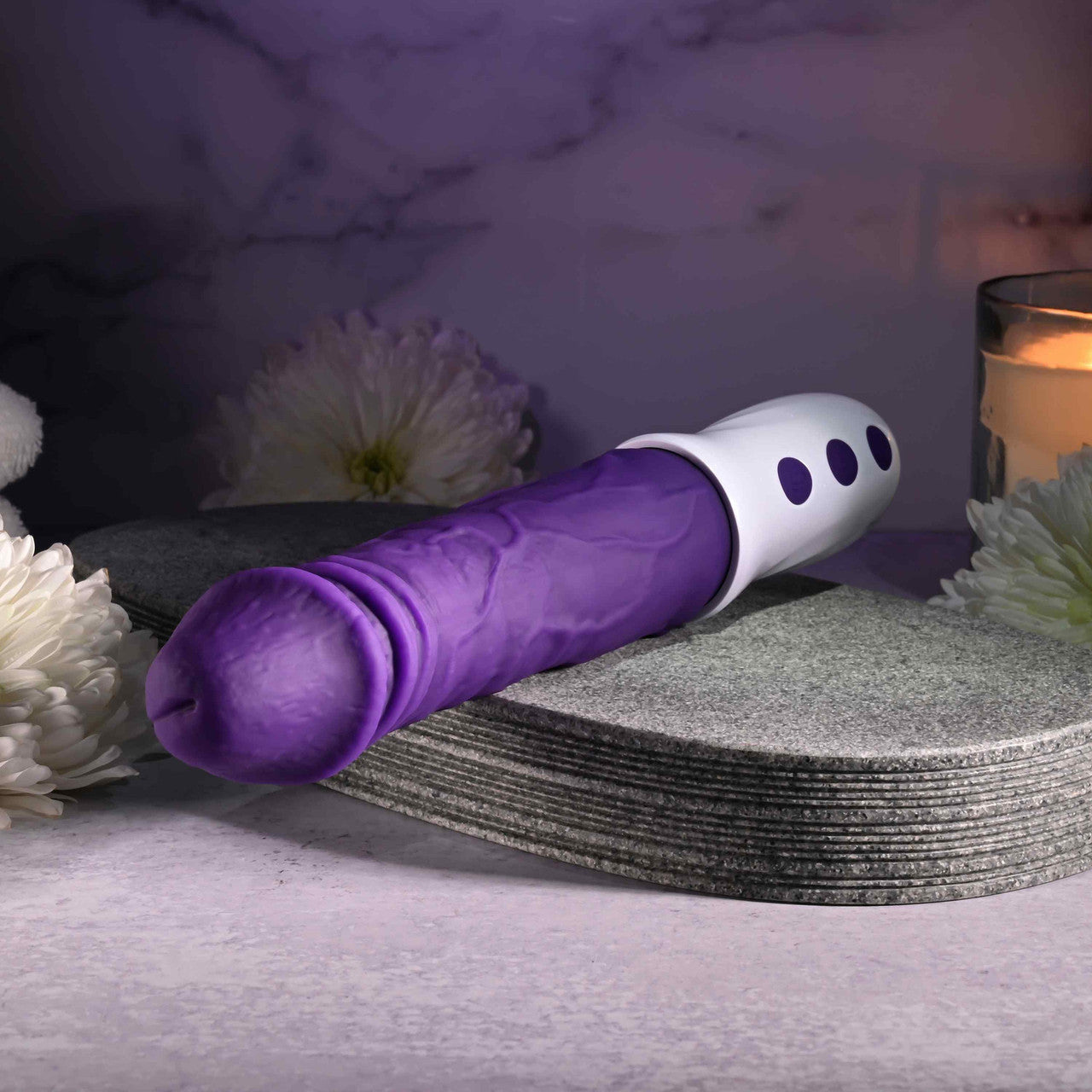 Plum Thrust Rechargeable Waterproof Thrusting & Vibrating Silicone Dildo By Evolved Novelties