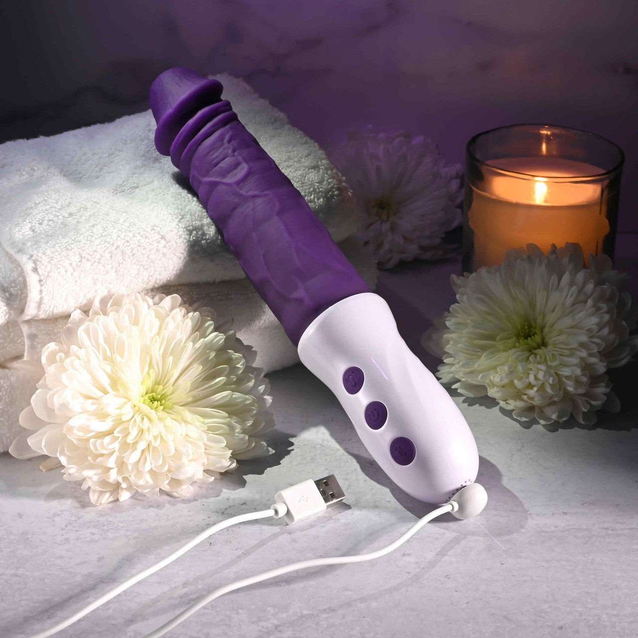 Plum Thrust Rechargeable Waterproof Thrusting & Vibrating Silicone Dildo By Evolved Novelties