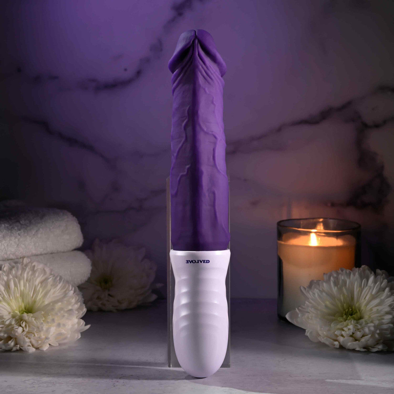 Plum Thrust Rechargeable Waterproof Thrusting & Vibrating Silicone Dildo By Evolved Novelties