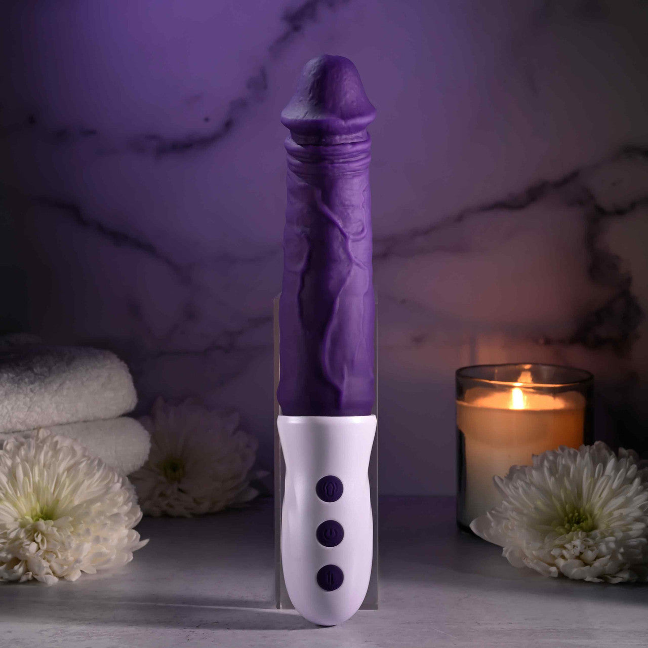 Plum Thrust Rechargeable Waterproof Thrusting & Vibrating Silicone Dildo By Evolved Novelties