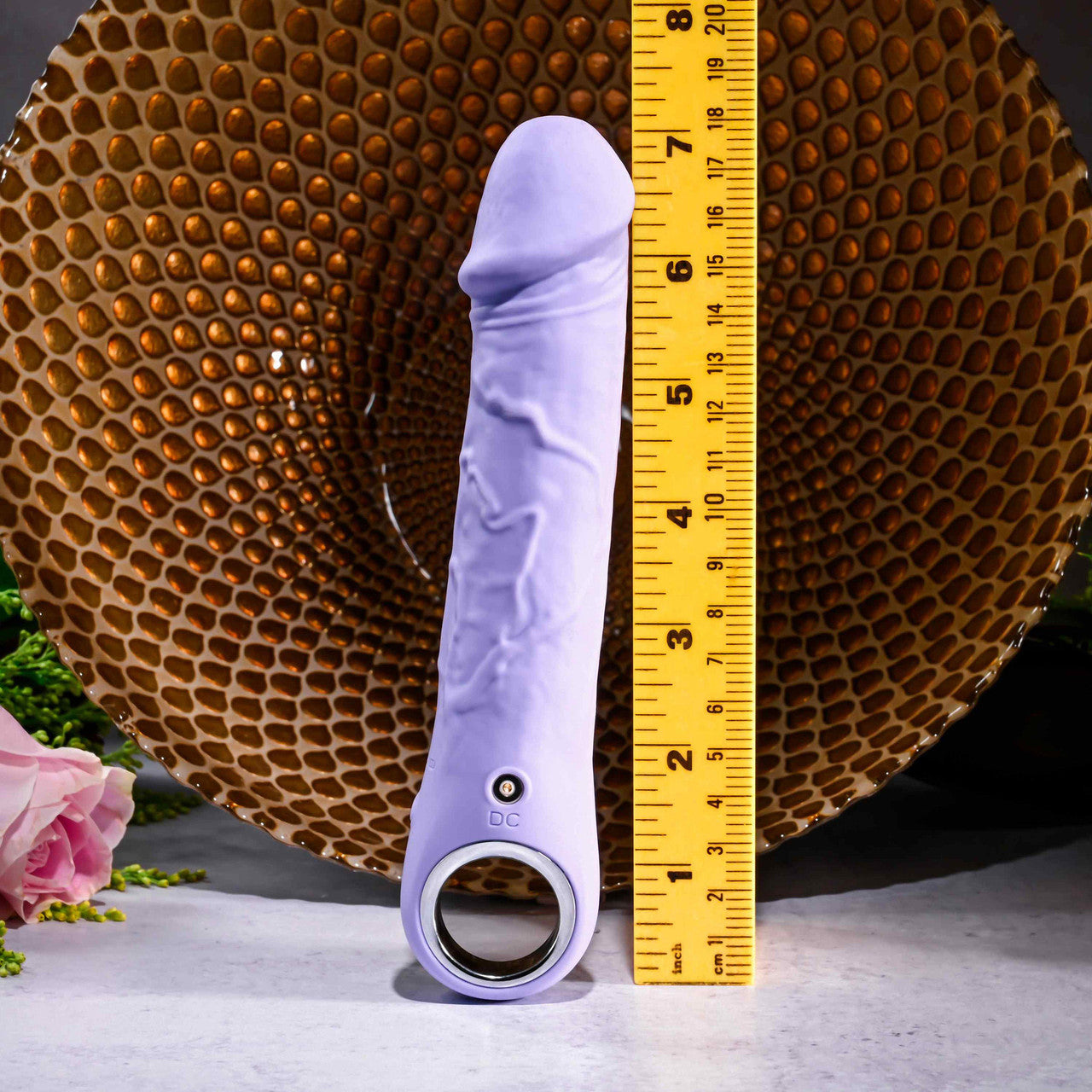 Purple Fantasy Rechargeable Waterproof Silicone Vibrating Dildo With Ring Handle By Evolved Novelties