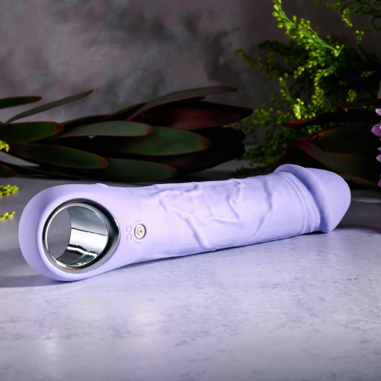 Purple Fantasy Rechargeable Waterproof Silicone Vibrating Dildo With Ring Handle By Evolved Novelties