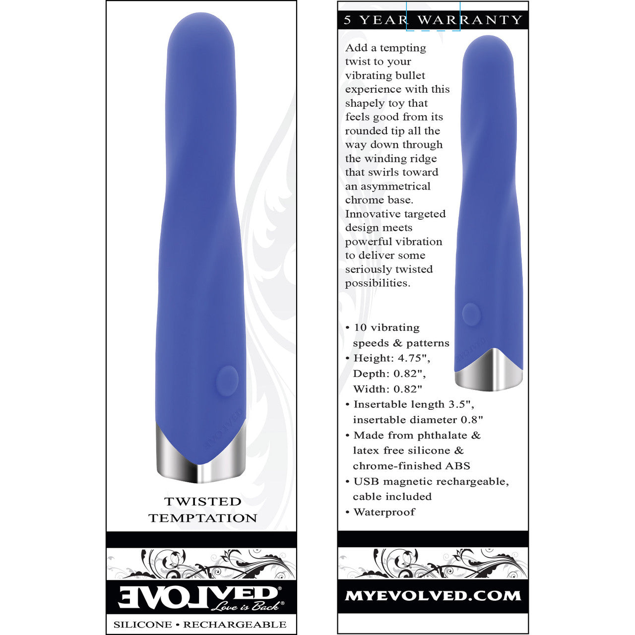 Twisted Temptation Rechargeable Waterproof Silicone Vibrator By Evolved Novelties - Blue