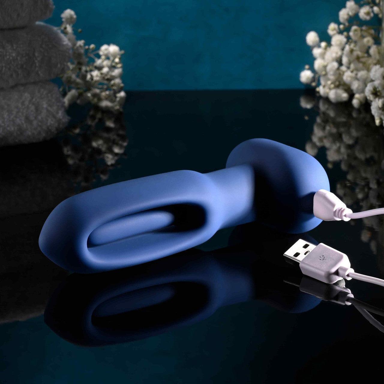 The Flapper Silicone Vibrating Anal Plug With Flapping Shaft & Remote By Evolved Novelties - Blue