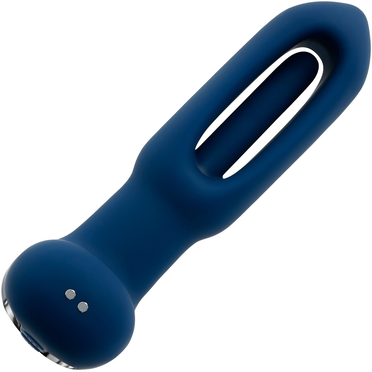 The Flapper Silicone Vibrating Anal Plug With Flapping Shaft & Remote By Evolved Novelties - Blue