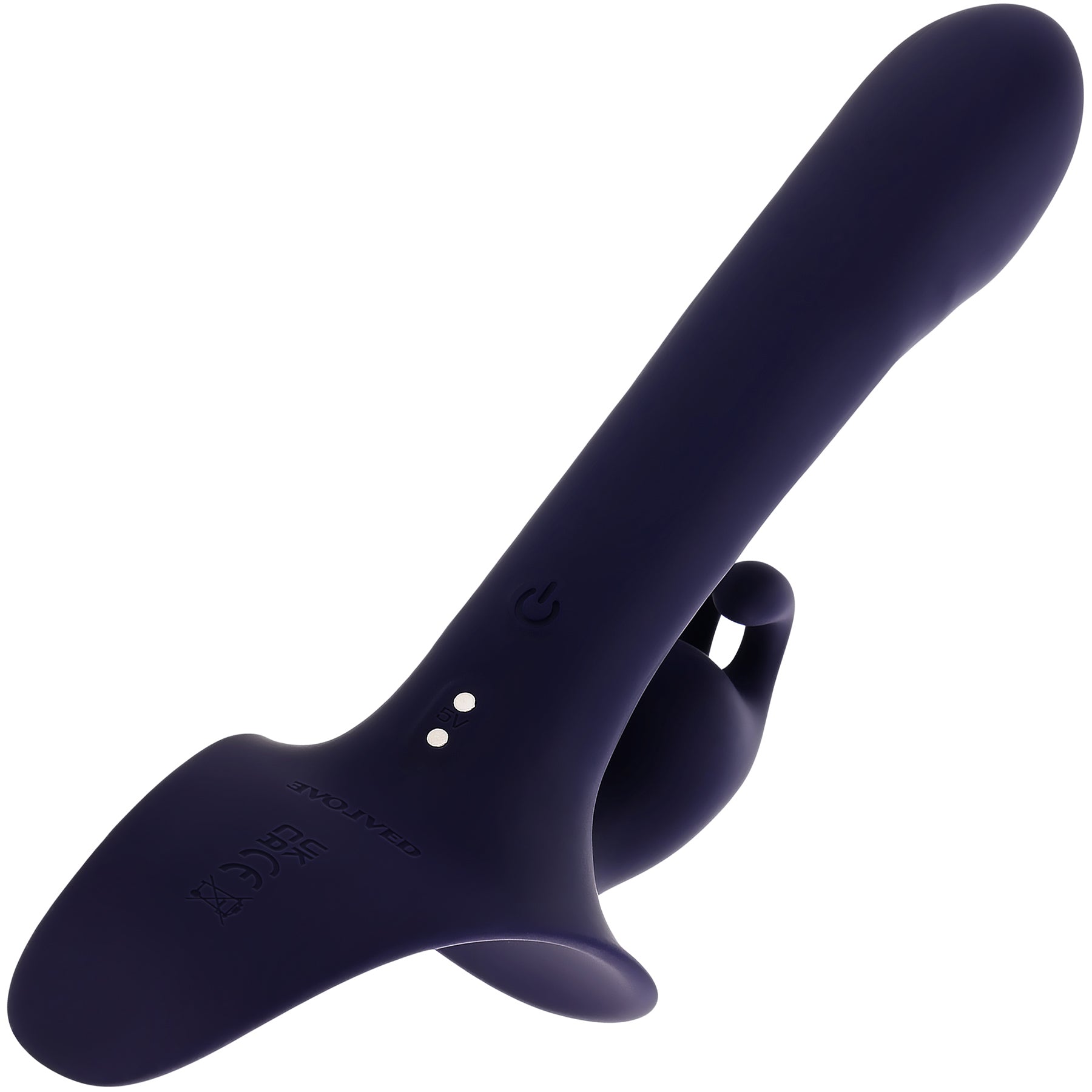Giving Vibes Rechargeable Silicone Triple Stimulation Strap-On Vibrator By Evolved Novelties
