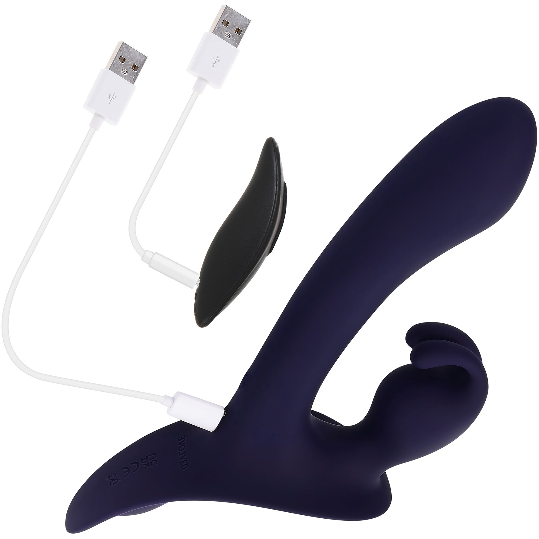 Giving Vibes Rechargeable Silicone Triple Stimulation Strap-On Vibrator By Evolved Novelties