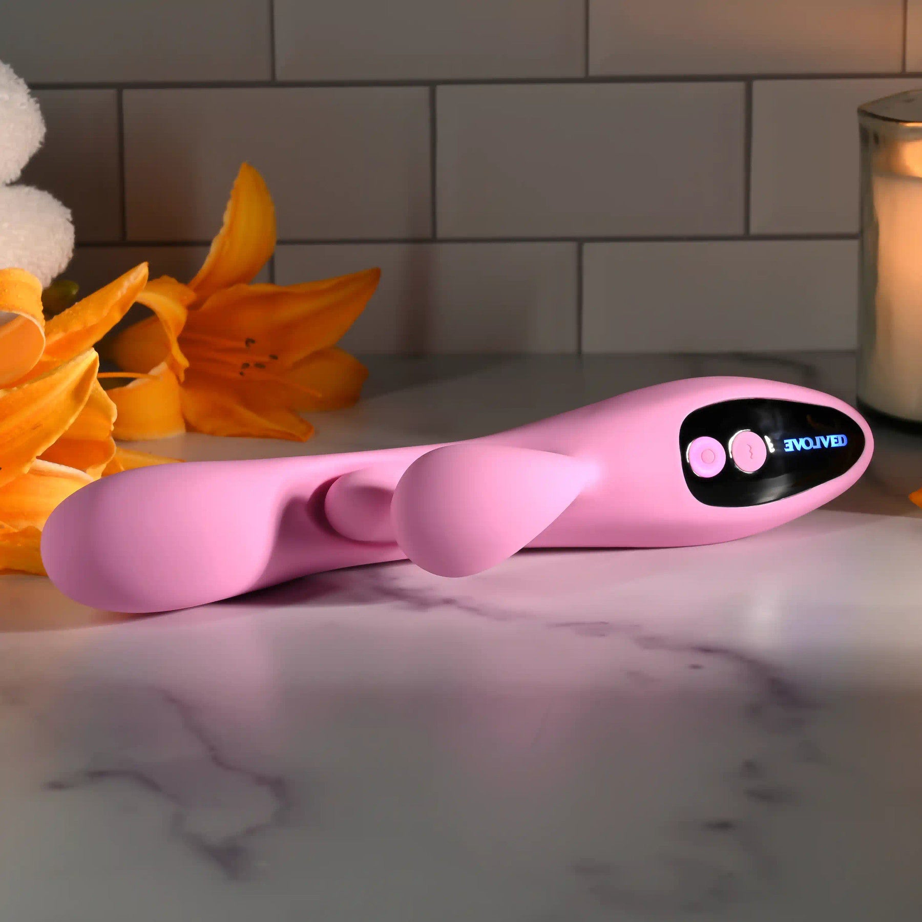 Push The Button Rechargeable Silicone Rabbit Vibrator With G-Spot Bud By Evolved Novelties