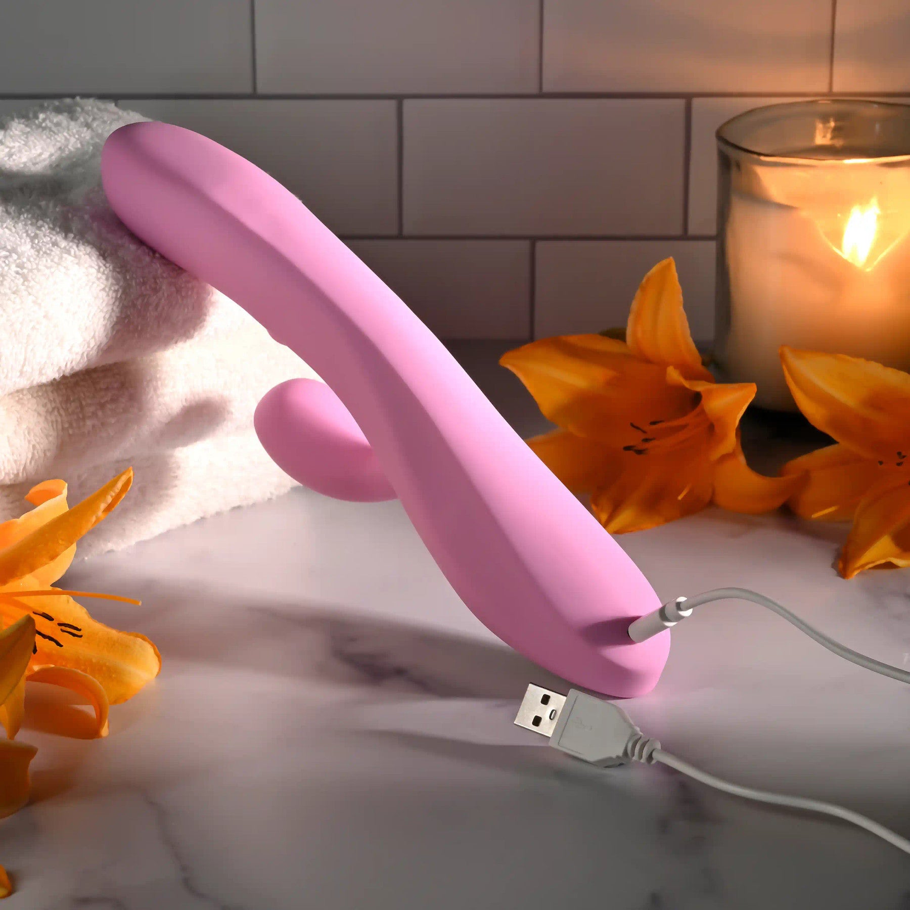 Push The Button Rechargeable Silicone Rabbit Vibrator With G-Spot Bud By Evolved Novelties