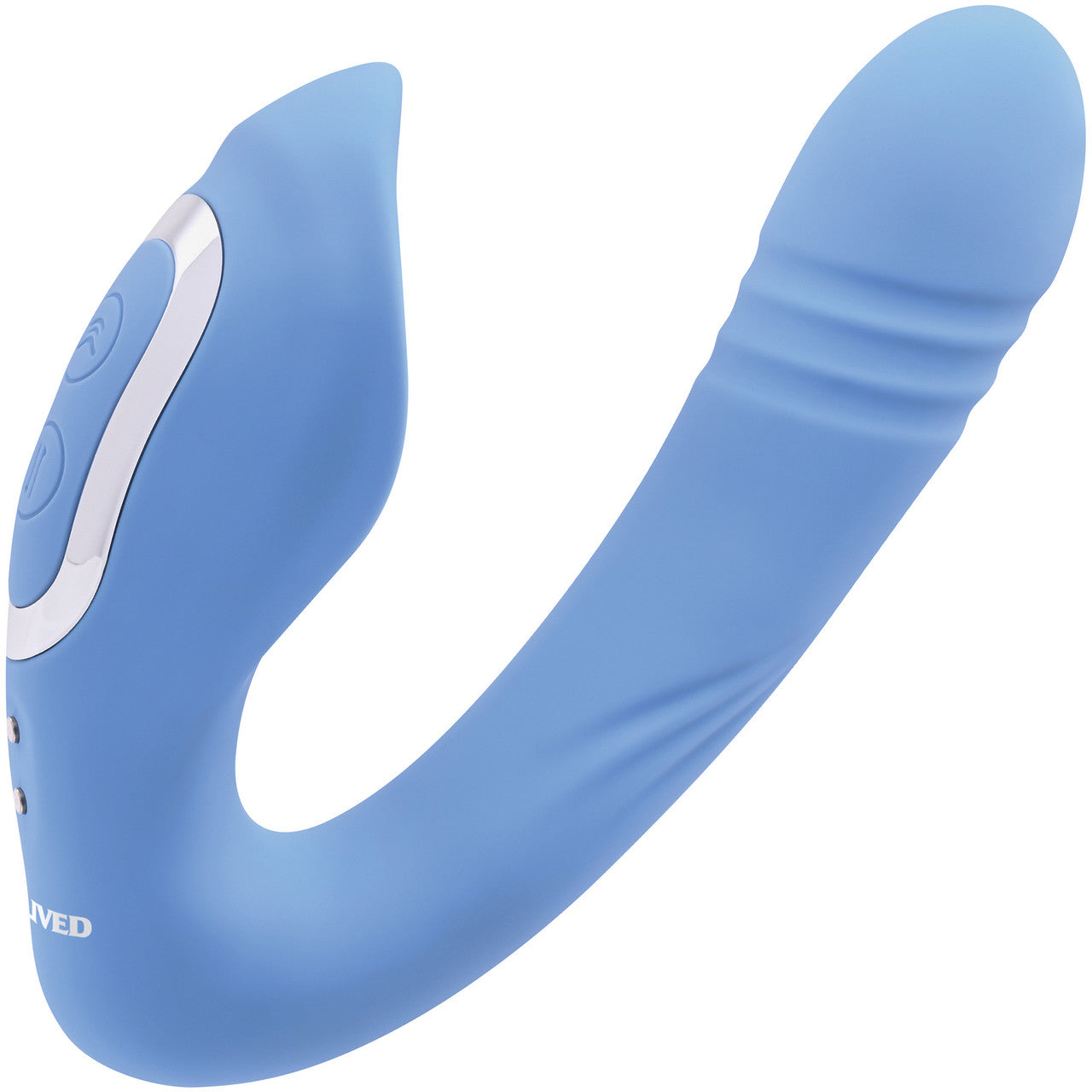 Tap & Thrust Rechargeable Silicone Dual Stimulation Thrusting Vibrator By Evolved Novelties