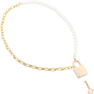 Sex & Mischief Pearl Day Collar By Sportsheets - White & Gold