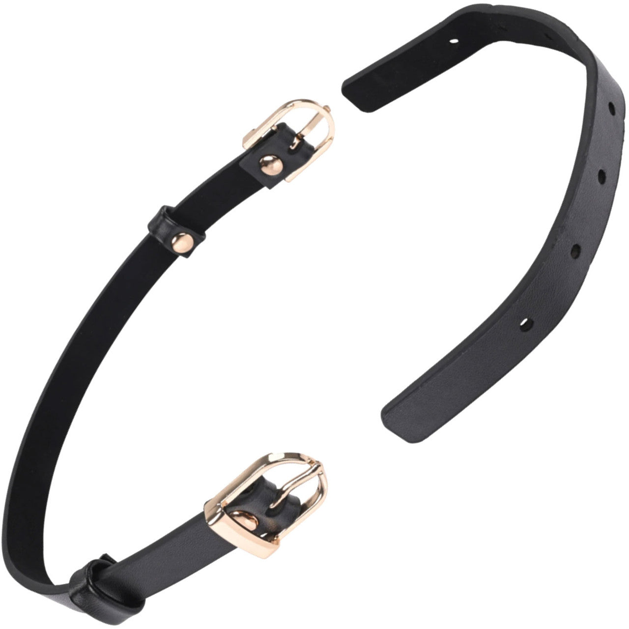 Sex & Mischief Double Buckle Day Collar By Sportsheets - Black & Gold