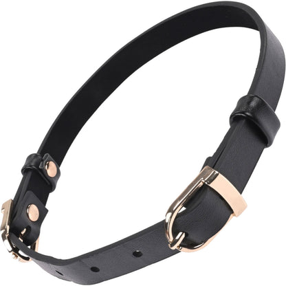 Sex & Mischief Double Buckle Day Collar By Sportsheets - Black & Gold