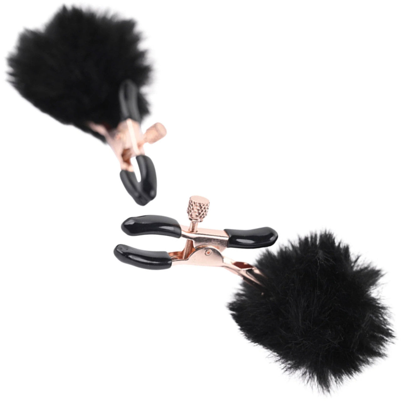 Sex & Mischief Puff Nipple Clamps By Sportsheets - Black & Rose Gold