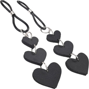 Sex & Mischief Heart Nipple Ties By Sportsheets - Black & Silver