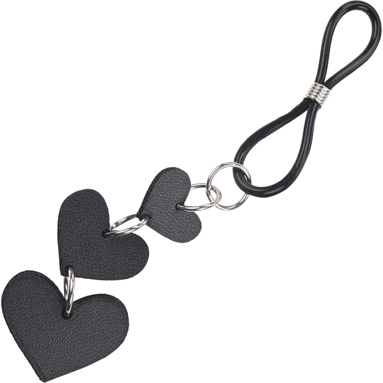 Sex & Mischief Heart Nipple Ties By Sportsheets - Black & Silver