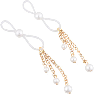 Sex & Mischief Pearl Nipple Ties By Sportsheets - White & Gold