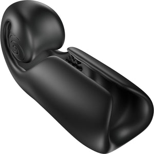 SVibe Snail EVO Silicone Penis Masturbator With Synchronized Head & Shaft Vibrations - Black