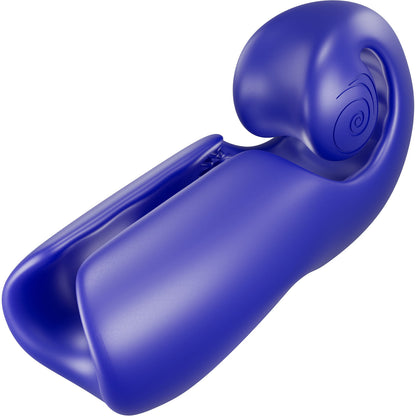 SVibe Snail EVO Silicone Penis Masturbator With Synchronized Head & Shaft Vibrations - Navy