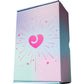A tall rectangular box with a pastel iridescent gradient cover featuring a bright pink heart and radiating pink sparkles on the front, shown on a plain white background.