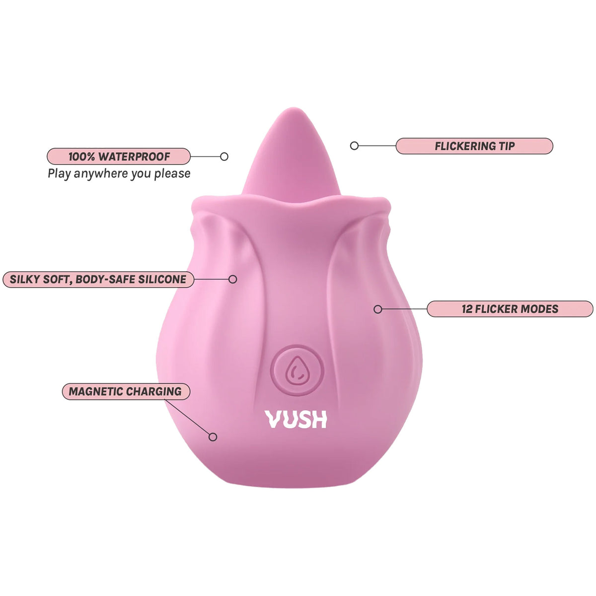 VUSH Essentials Flicking Silicone Waterproof Vibrator