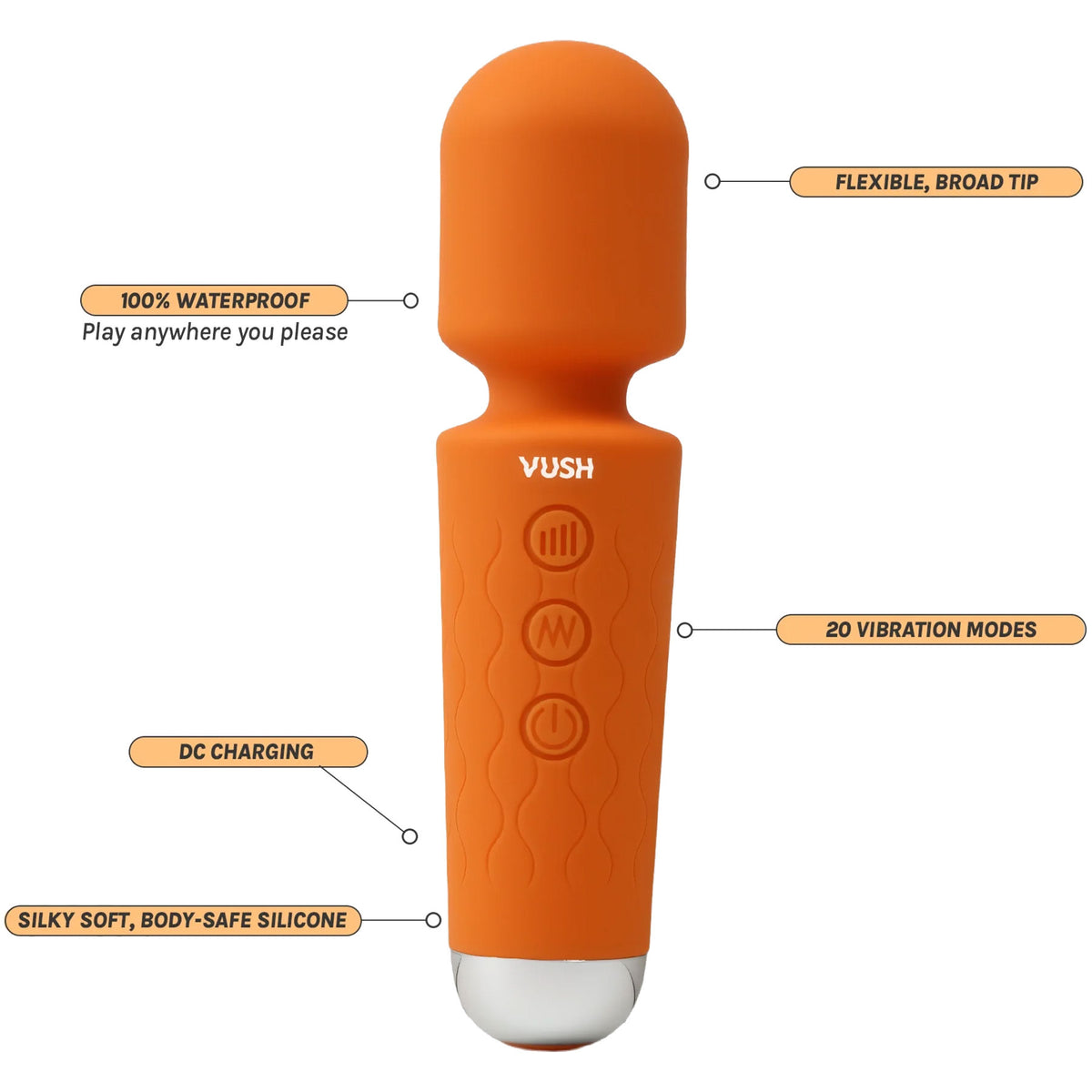 VUSH Essentials Mini Wand Rechargeable Silicone Vibrator