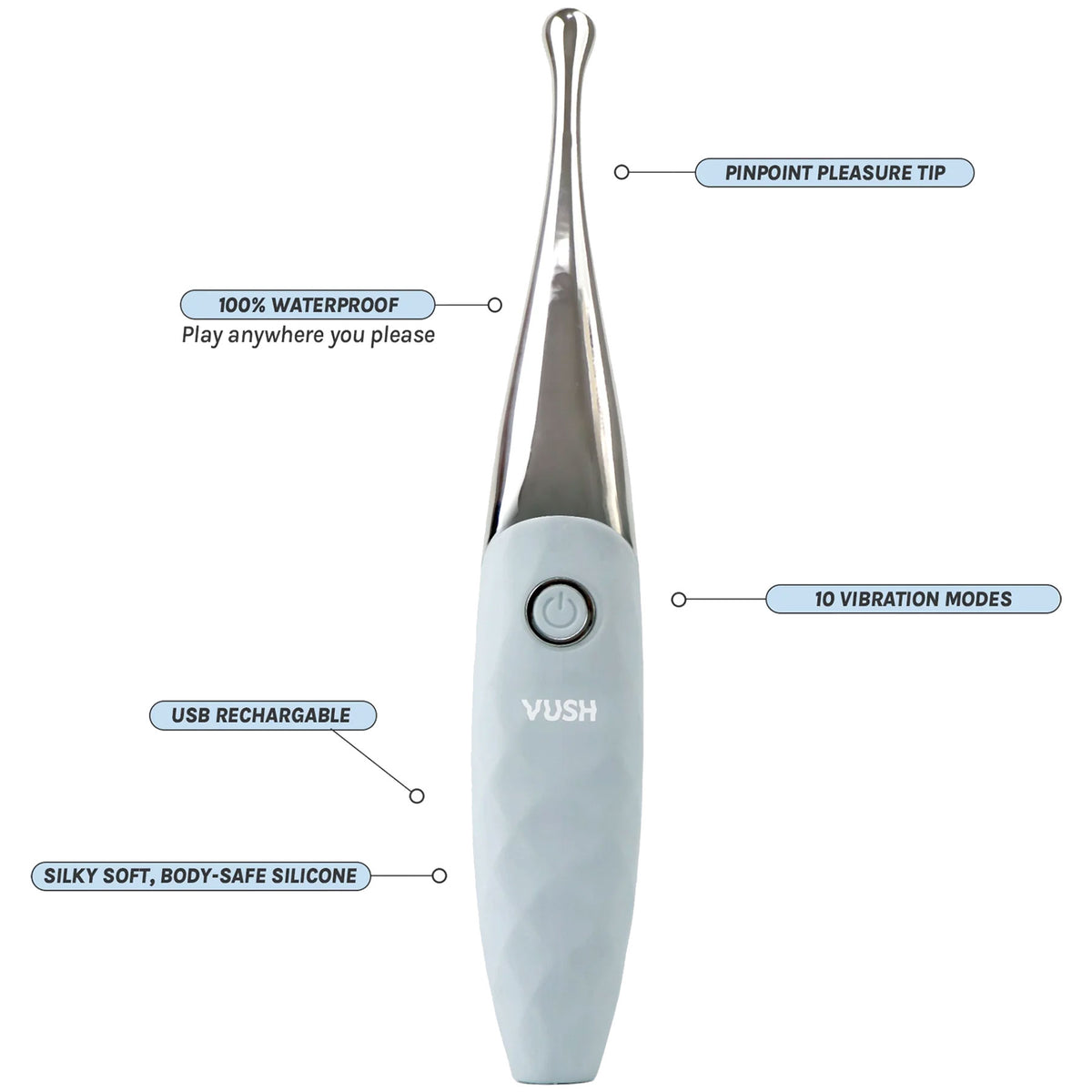VUSH Essentials Wand Tip Rechargeable Silicone Vibrator