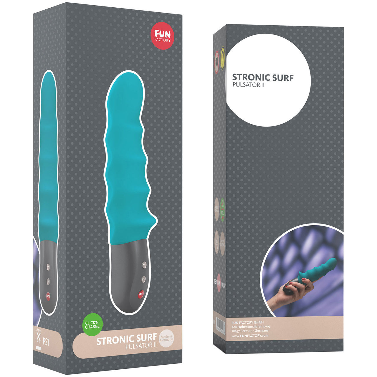 Fun Factory Stronic Surf Realistic Pulsator Thrusting Dildo - Petrol