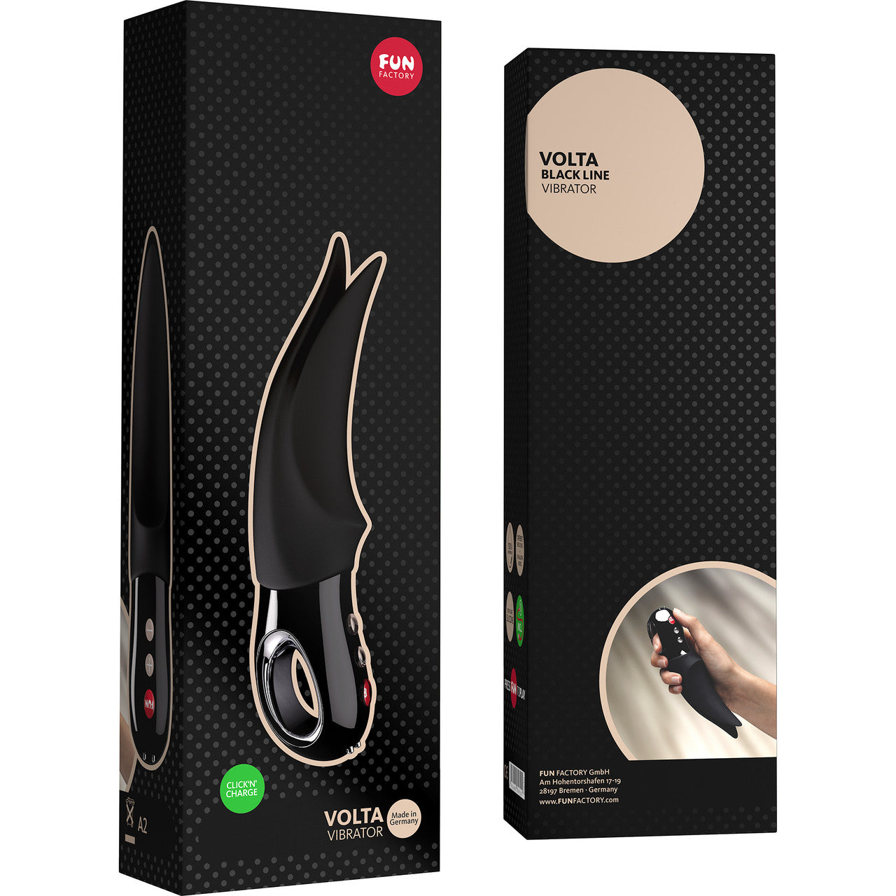 Fun Factory VOLTA Rechargeable Waterproof External Vibrator - Black