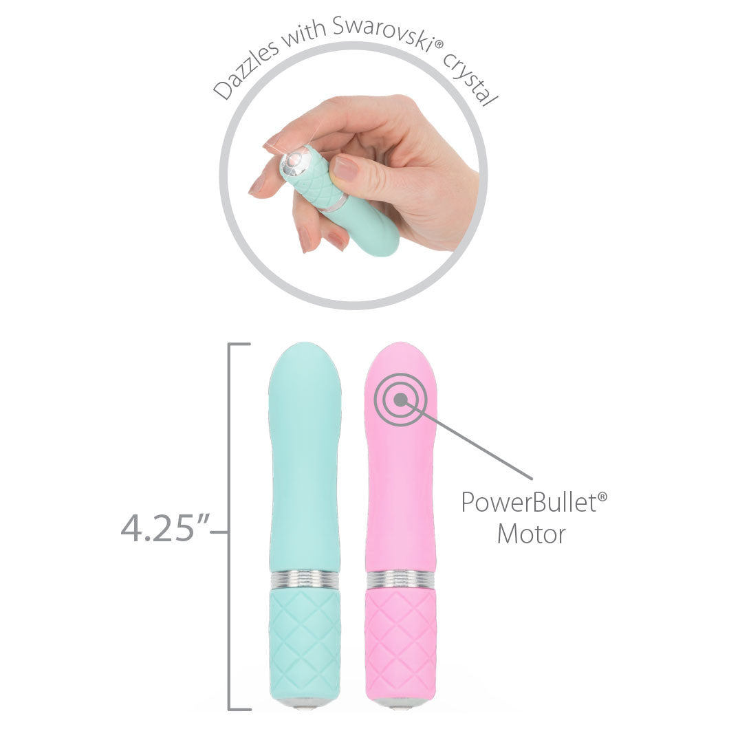 Pillow Talk Flirty Silicone Waterproof Rechargeable Mini Vibrator - Teal