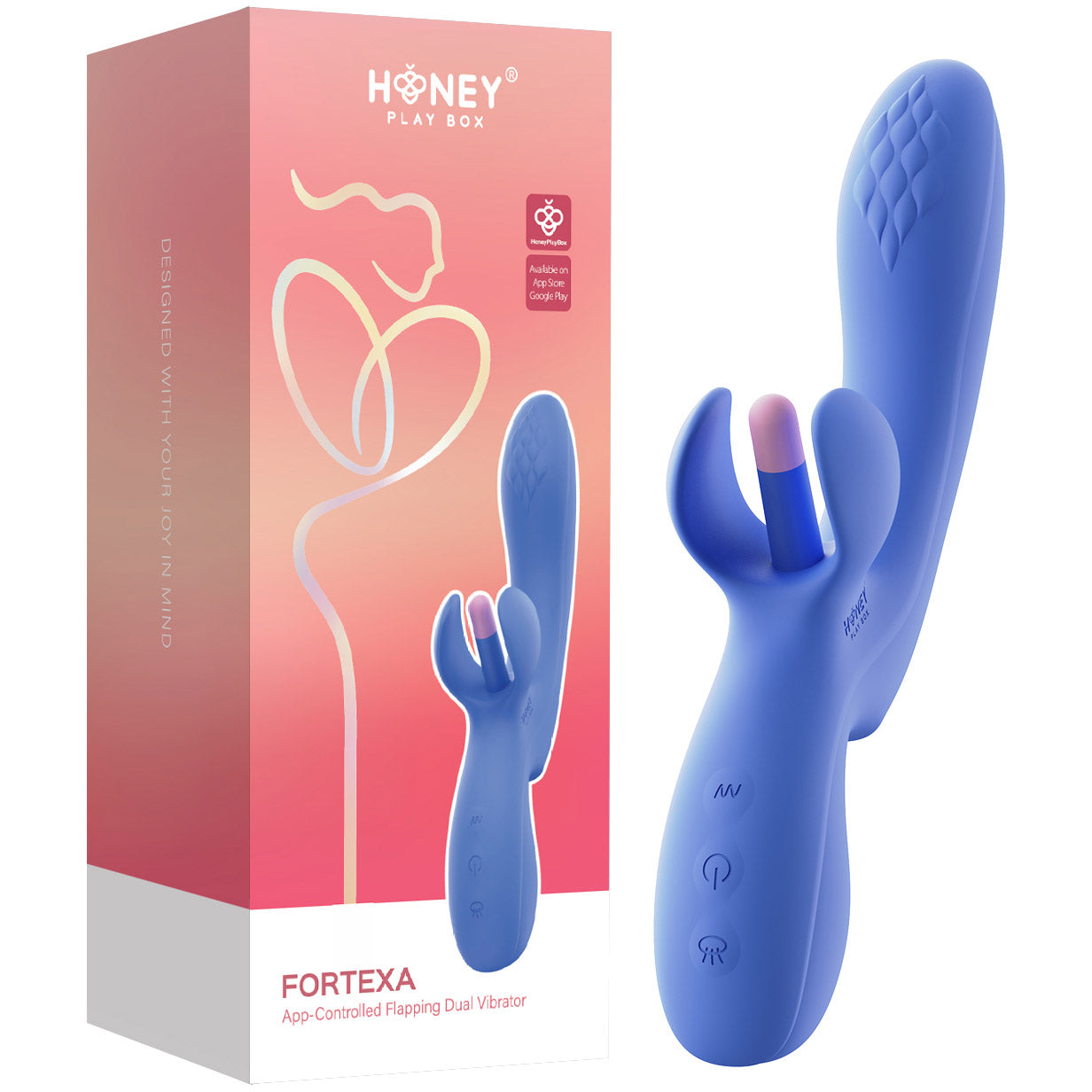 Honey Play Box FORTEXA Dual Sensation Clitoral Tapping & G-Spot Vibrating Stimulator - Blue