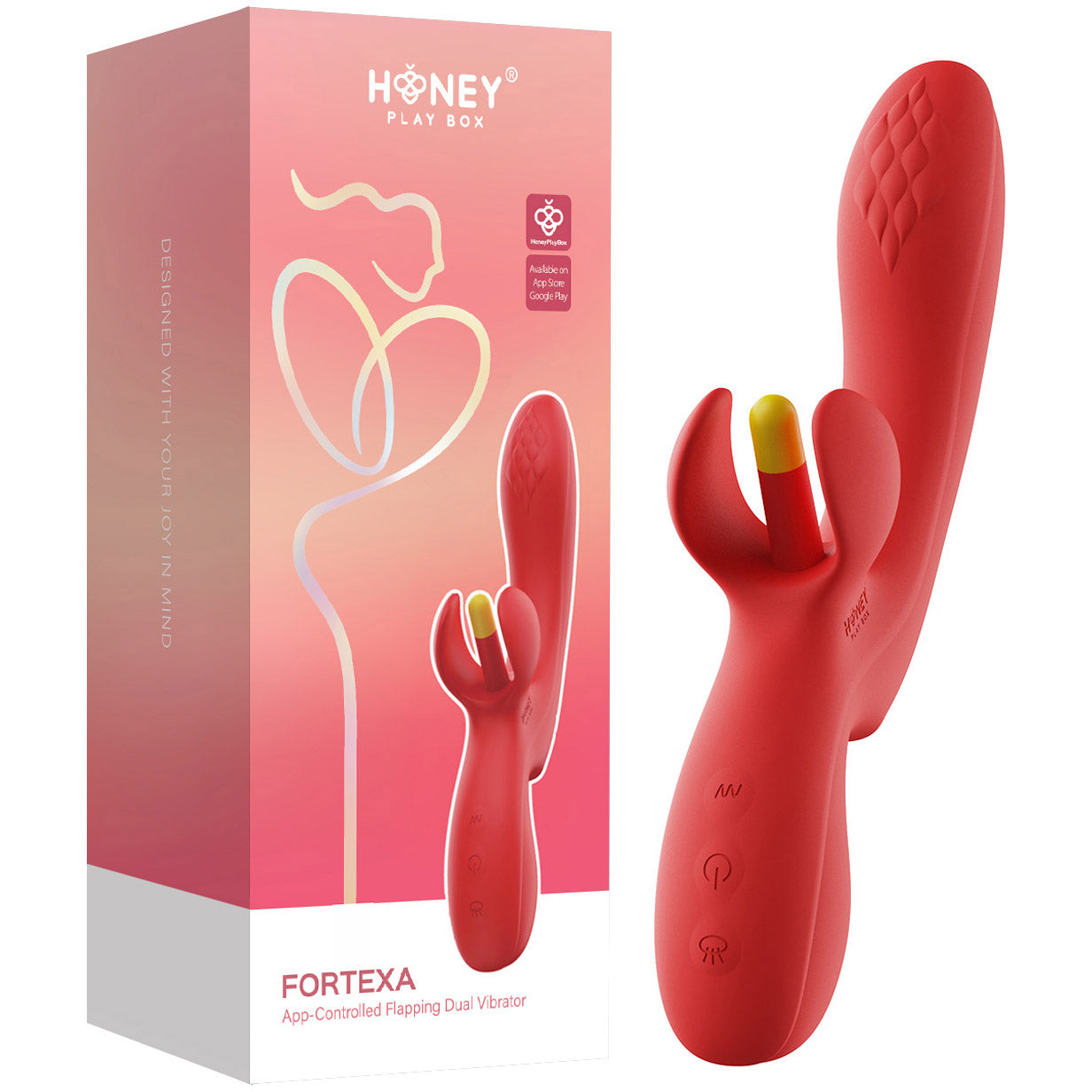 Honey Play Box FORTEXA Dual Sensation Clitoral Tapping & G-Spot Vibrating Stimulator - Red