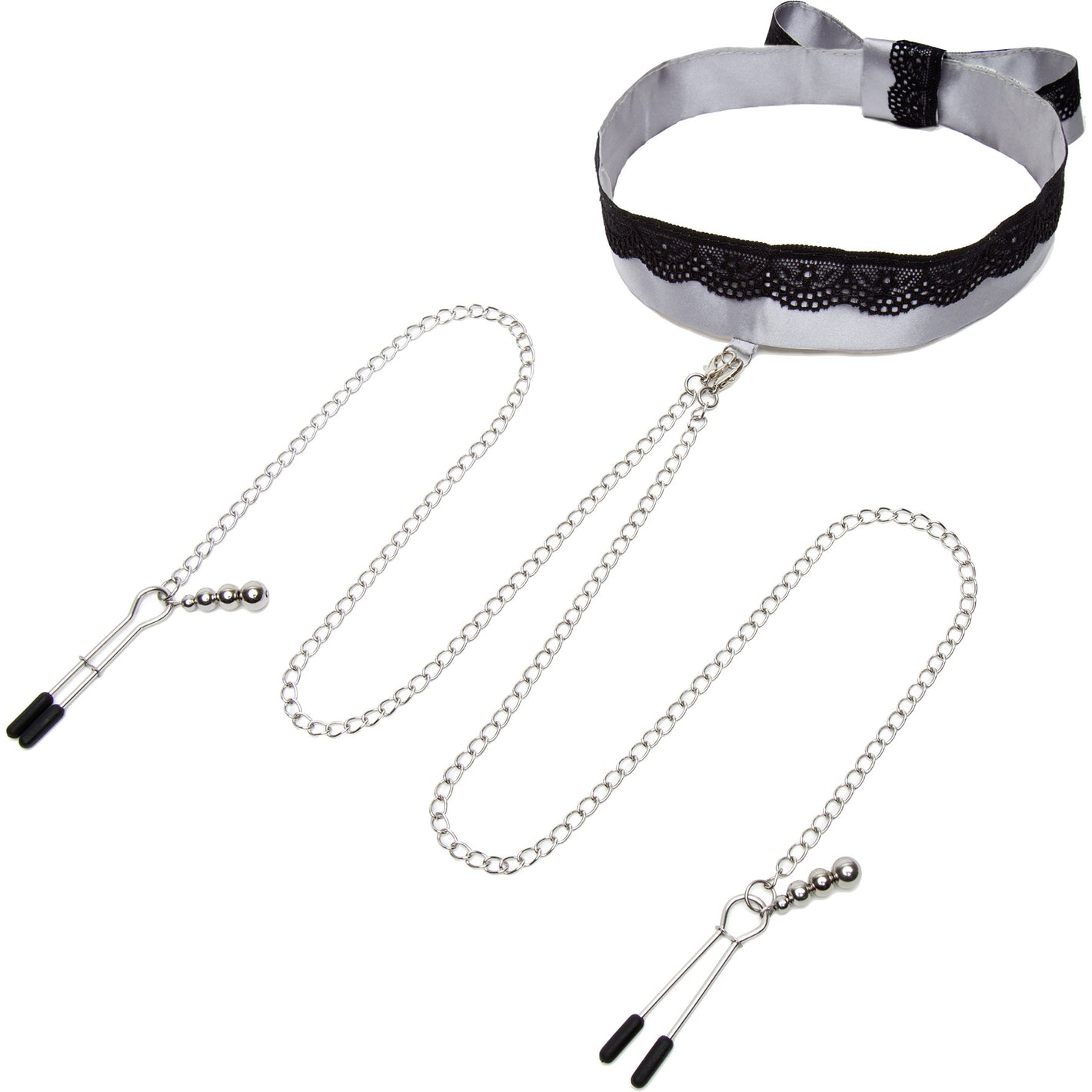 Fifty Shades of Grey Play Nice Satin & Lace Collar and Nipple Clamps