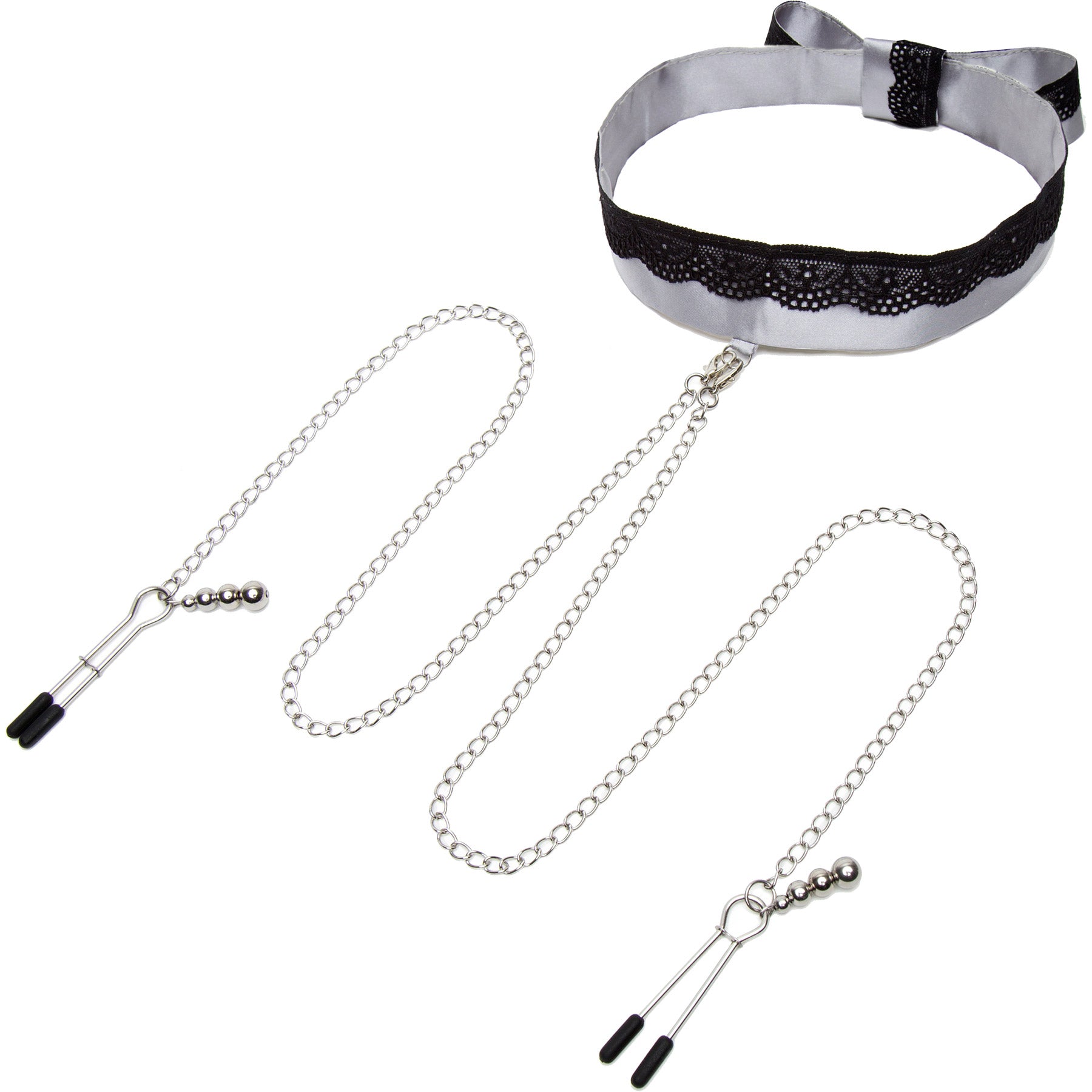 Fifty Shades of Grey Play Nice Satin & Lace Collar and Nipple Clamps
