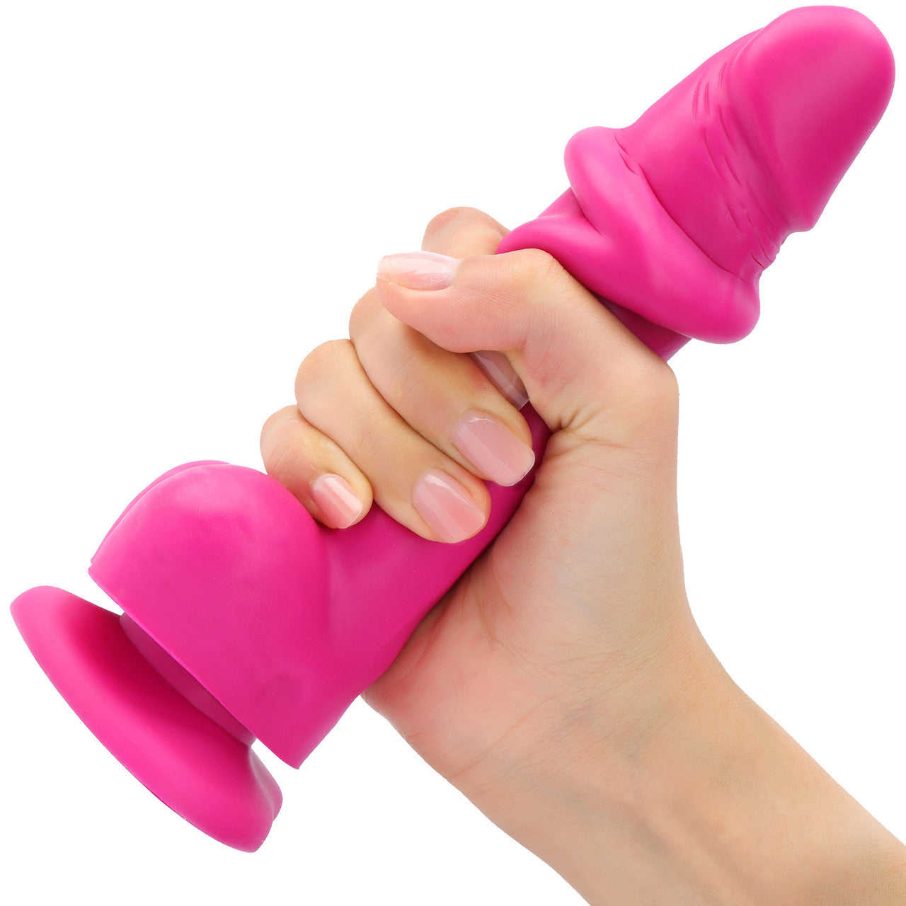 Strap-on-Me Sliding Skin Dual Density Silicone Suction Cup Realistic Dildo - Small Fuchsia