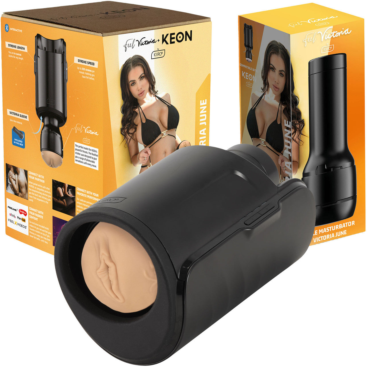 KIIROO KEON Interactive Stroking Device With Feel Victoria Stroker Penis Masturbator