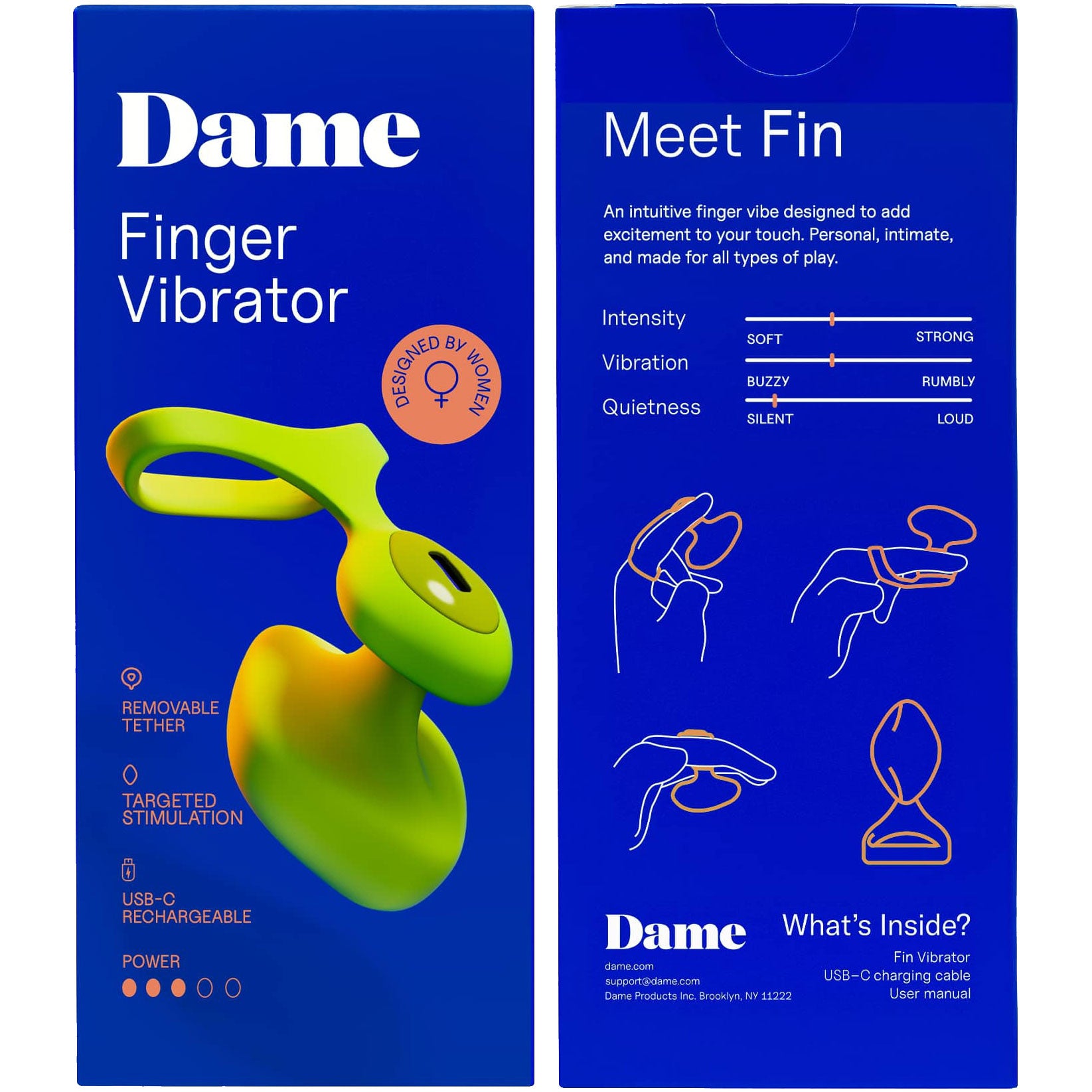 Dame Fin Finger Vibrator - Citrus