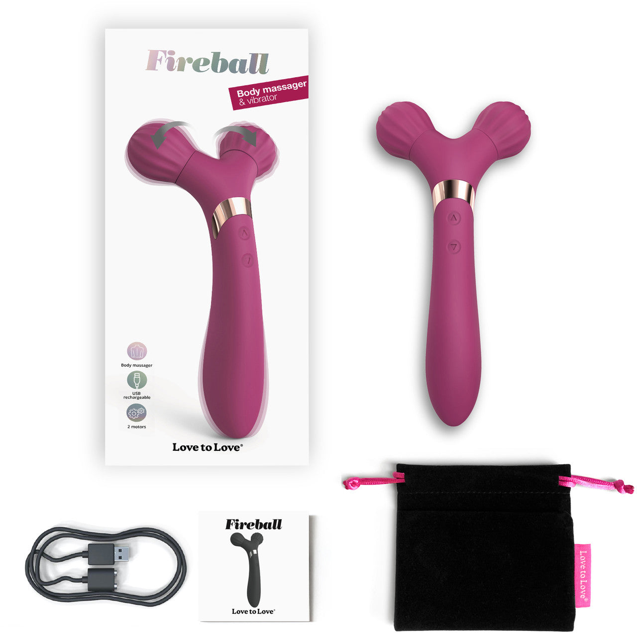 Fireball Rechargeable Silicone Vibrating Rolling Massager By Love To Love - Plum Star