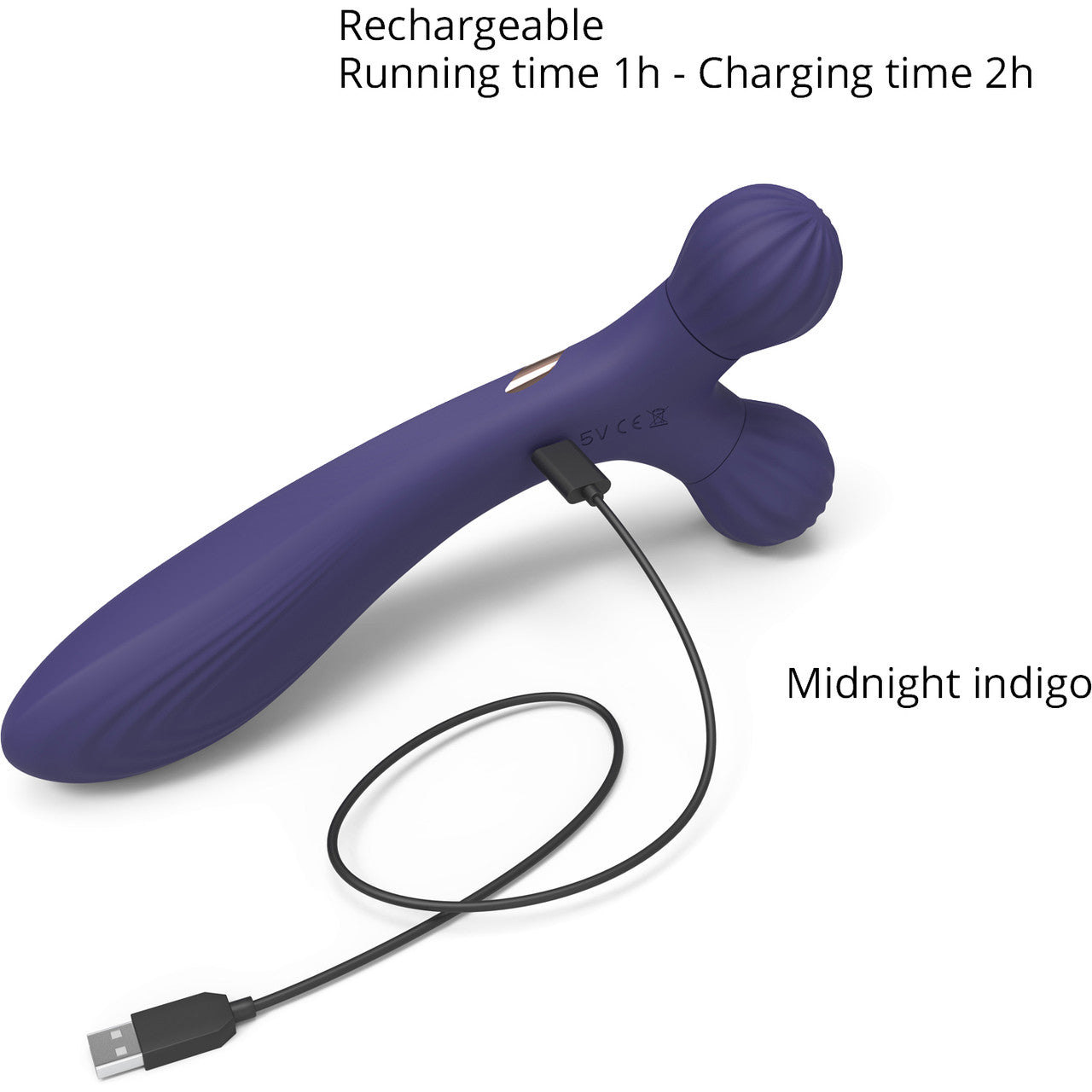 Fireball Rechargeable Silicone Vibrating Rolling Massager By Love To Love - Midnight Indigo