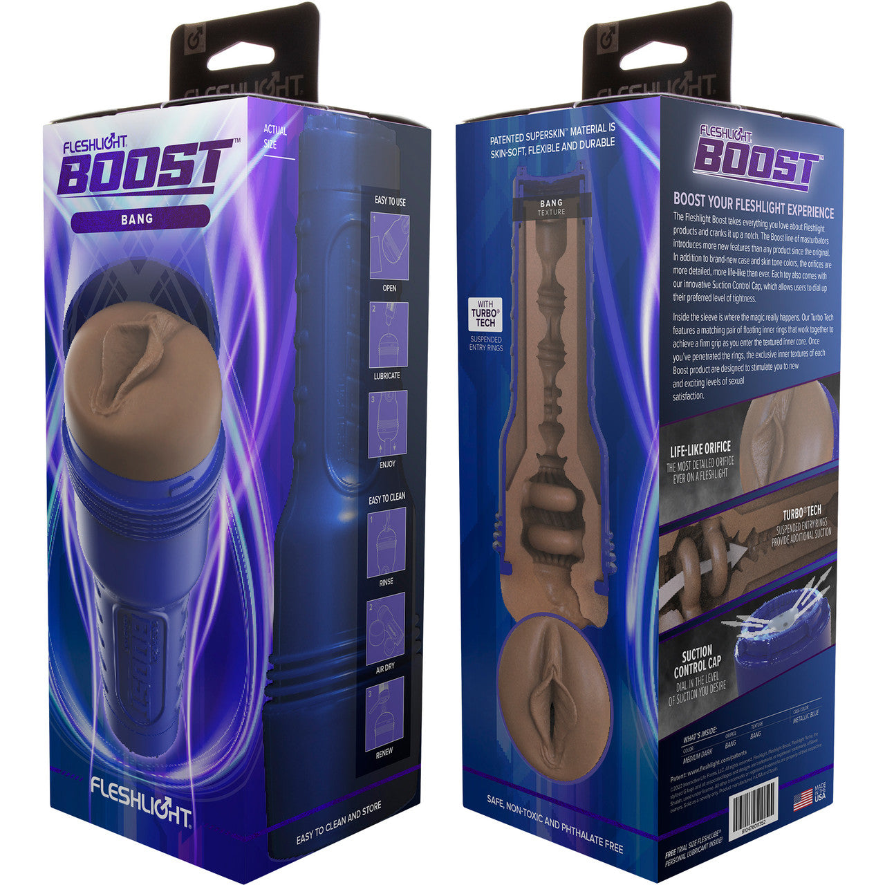 Fleshlight Boost Bang Vagina Penis Masturbator With Turbo Tech - Caramel