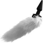 Tailz Foxxxy Fanny Vibrating Silicone Anal Plug With White Faux Fur Tail