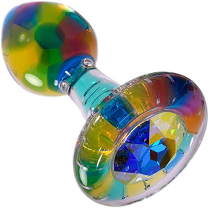 Funfetti Glass Butt Plug With Aurora Borealis Crystal Base By Crystal Delights