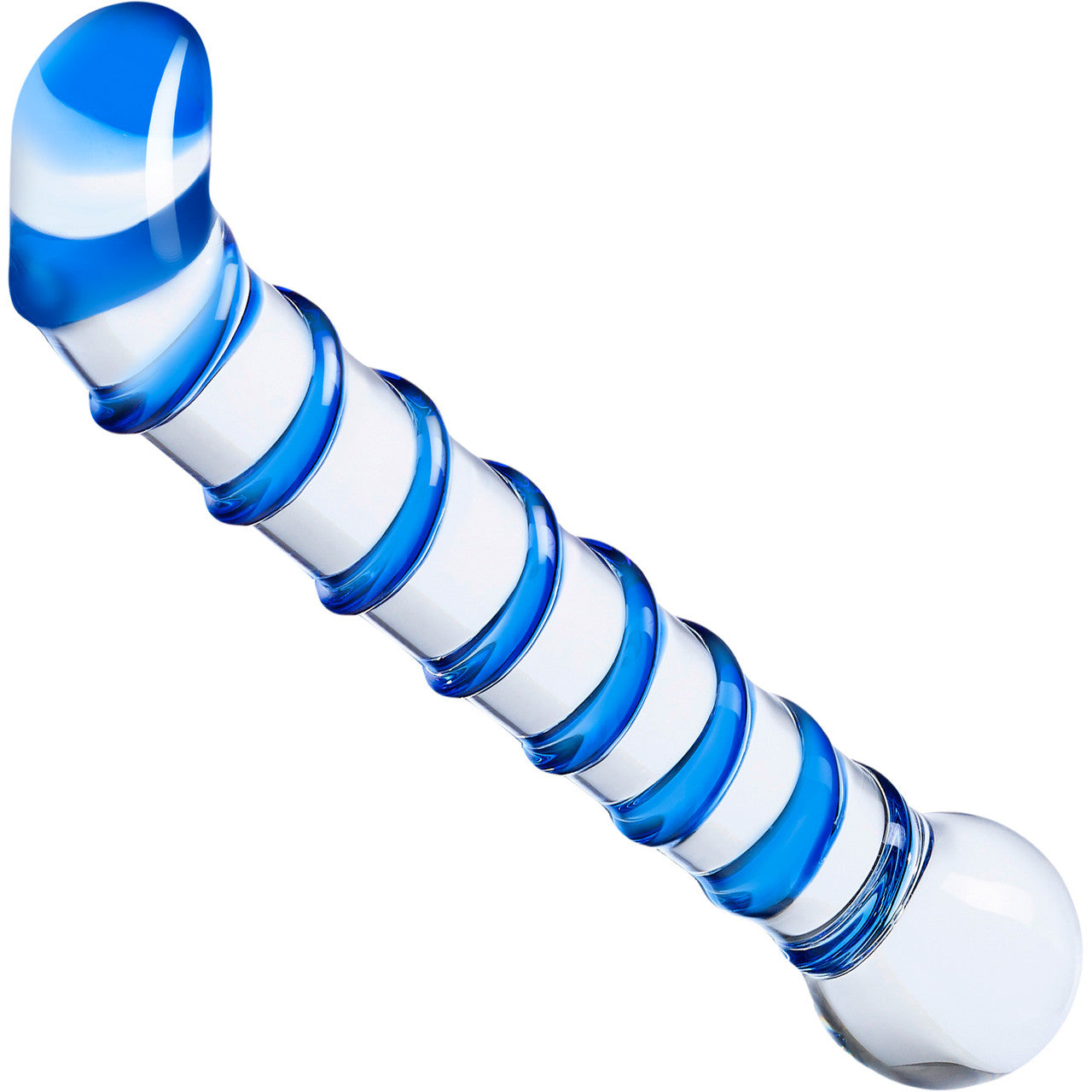 Gläs Mr. Swirly G-Spot Glass Dildo - Clear & Blue