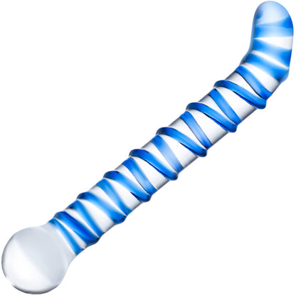 Gläs Mr. Swirly G-Spot Glass Dildo - Clear & Blue