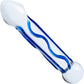 Gläs Full Tip Textured Glass Dildo - Clear & Blue